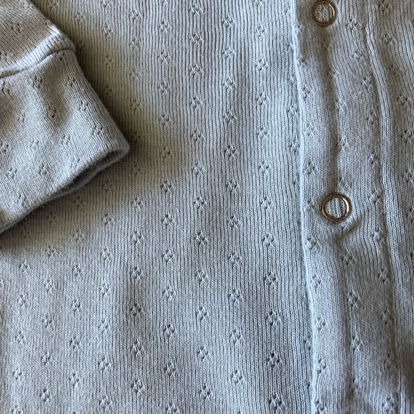 Quincy Mae sage green knit closure pj - Picture 3 of 5